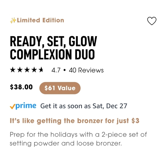 NIB BARE MINERALS READY SET GLOW COMPLEXION DUO - Picture 3 of 14